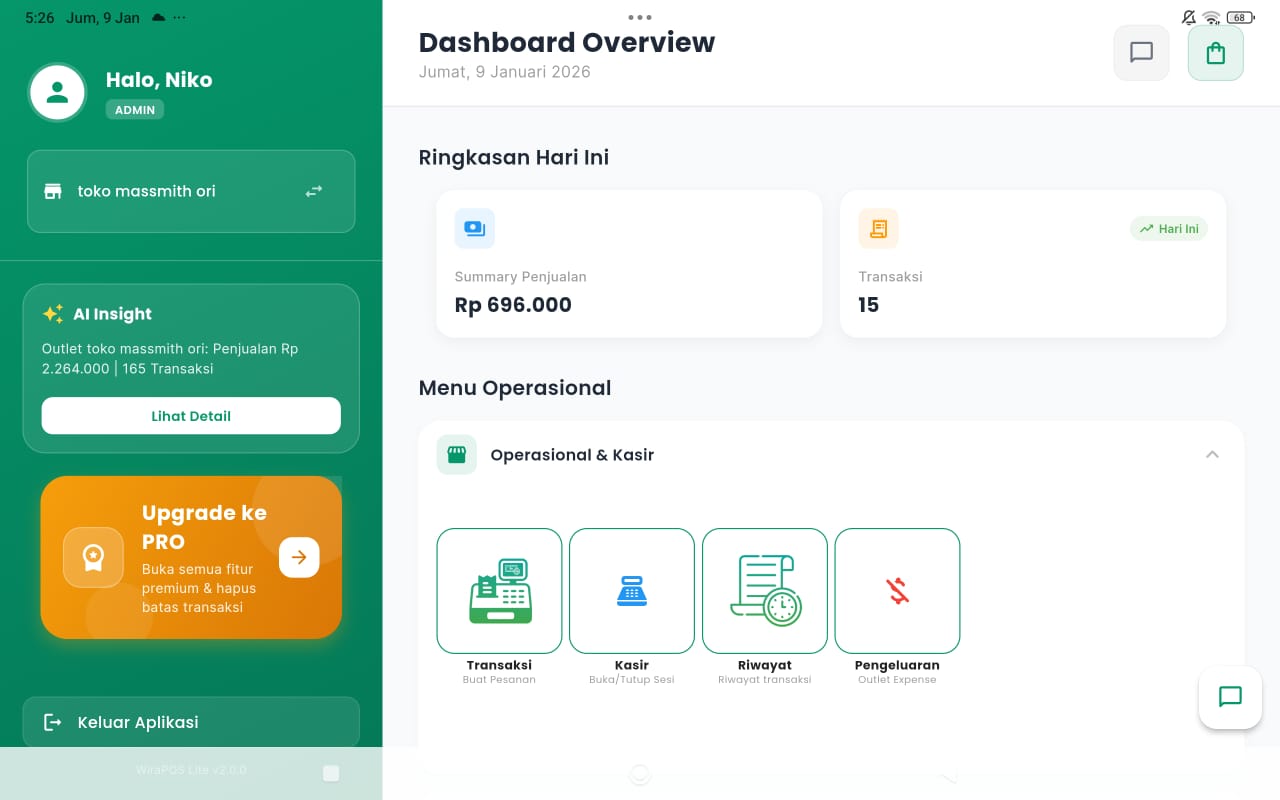 SKALA POS Dashboard Interface
